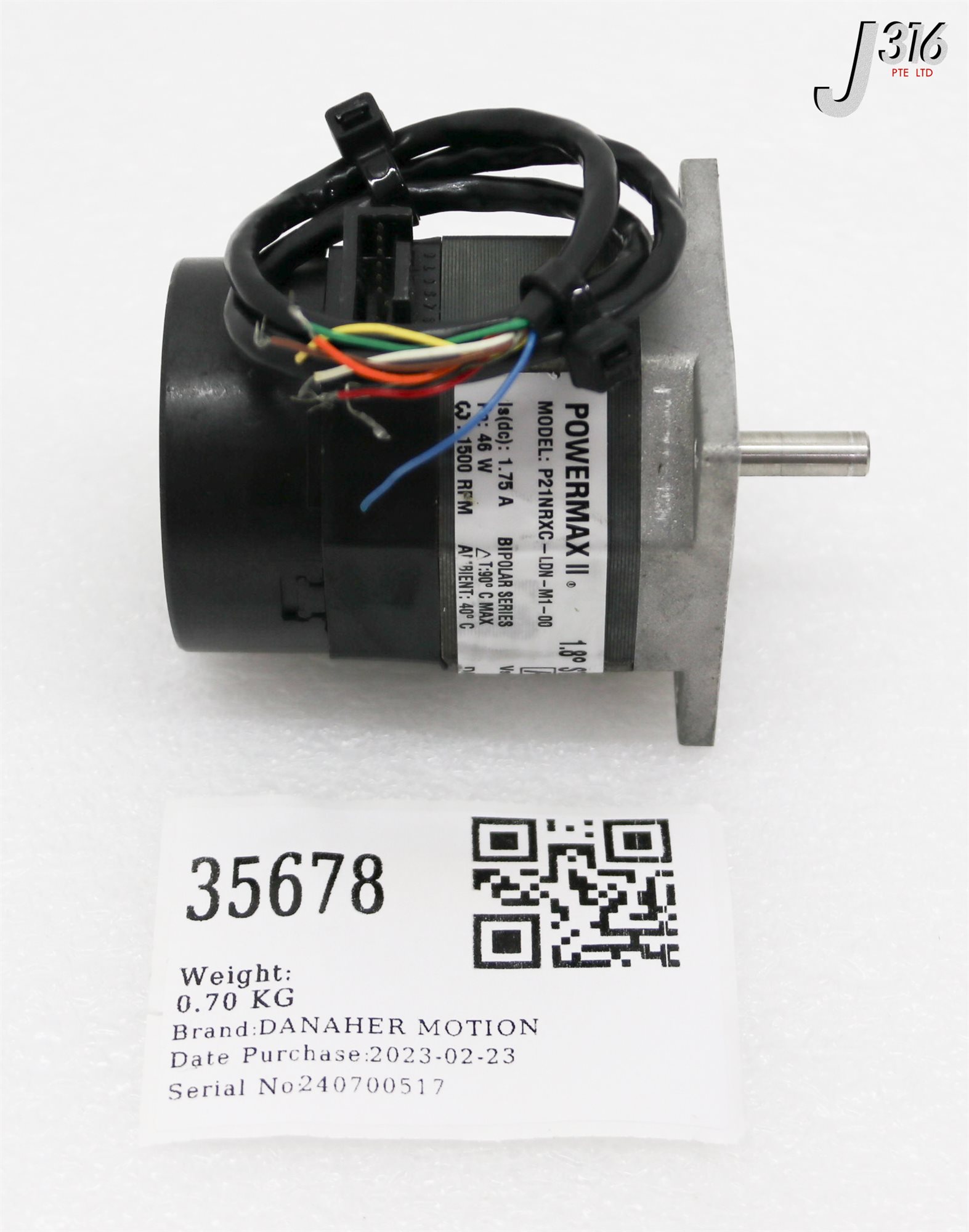 オーダー専用ページ 35678 DANAHER MOTION STEP MOTOR, 1.8°, POWERMAX II, 1500RPM